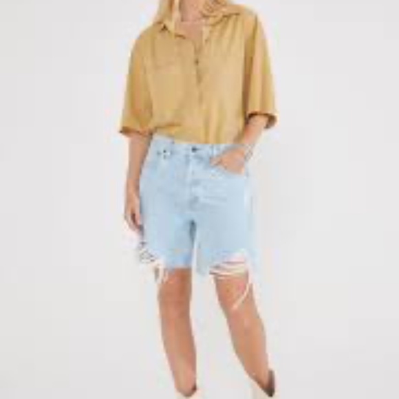 NWT Etica Size 26 -  Narin Long Shorts Blue Mist Light wash distressed. - Picture 8 of 10